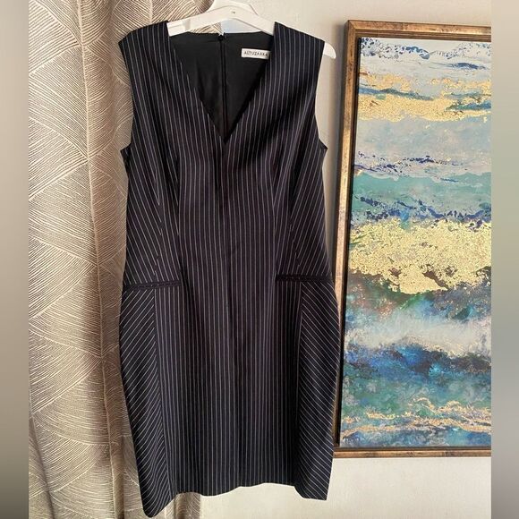 ALTUZARRA Dress Womens Size 40 Black/white Wool Knit Sleeveless V Neck - Picture 3 of 11